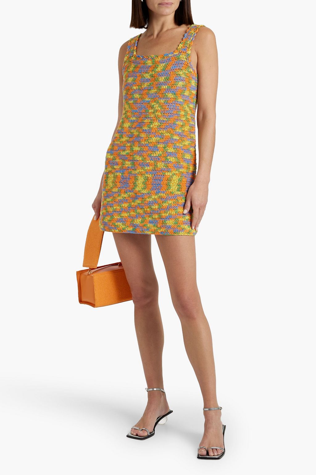RE/DONE Space-dyed crocheted cotton mini dress