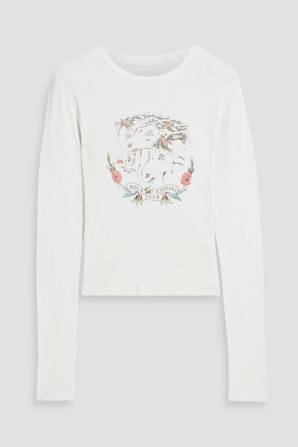 Re/done Printed Slub Cotton-jersey Sweatshirt In Off-white