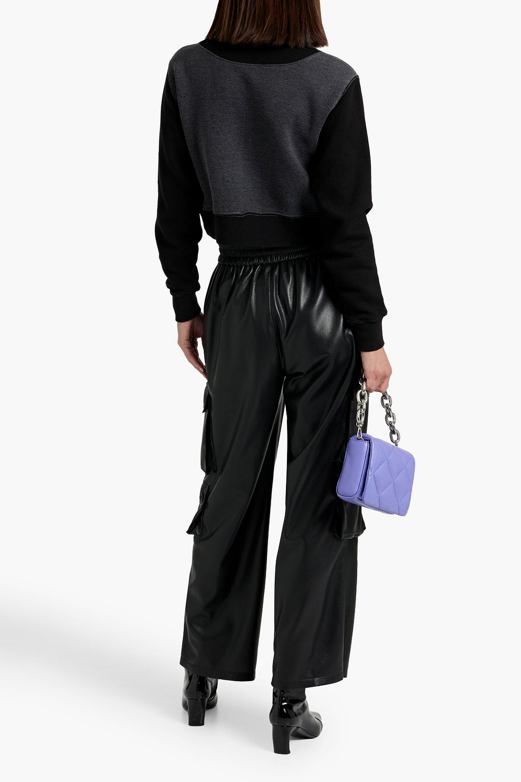 RE/DONE 90s cropped printed cotton-blend fleece half-zip sweatshirt