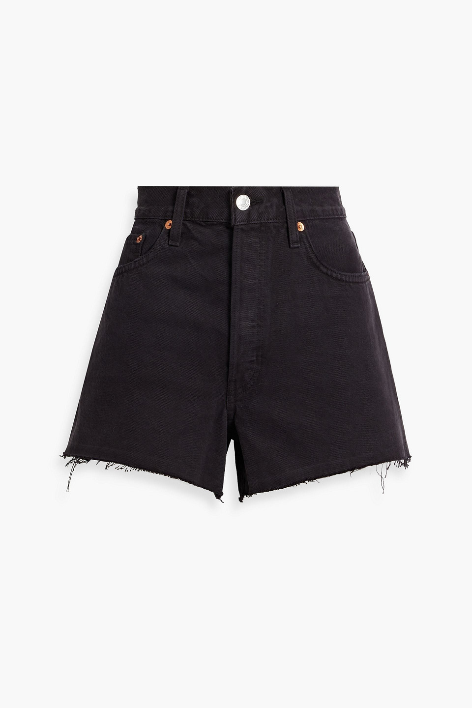 Re/done 90s Frayed Denim Shorts In Black