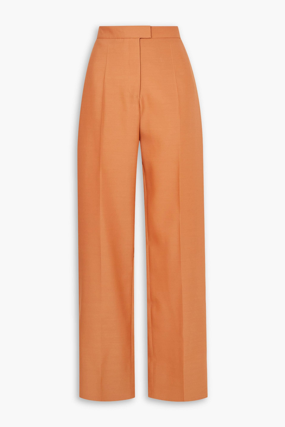 Interior The Fontaine Wool And Silk-blend Straight-leg Pants In Orange