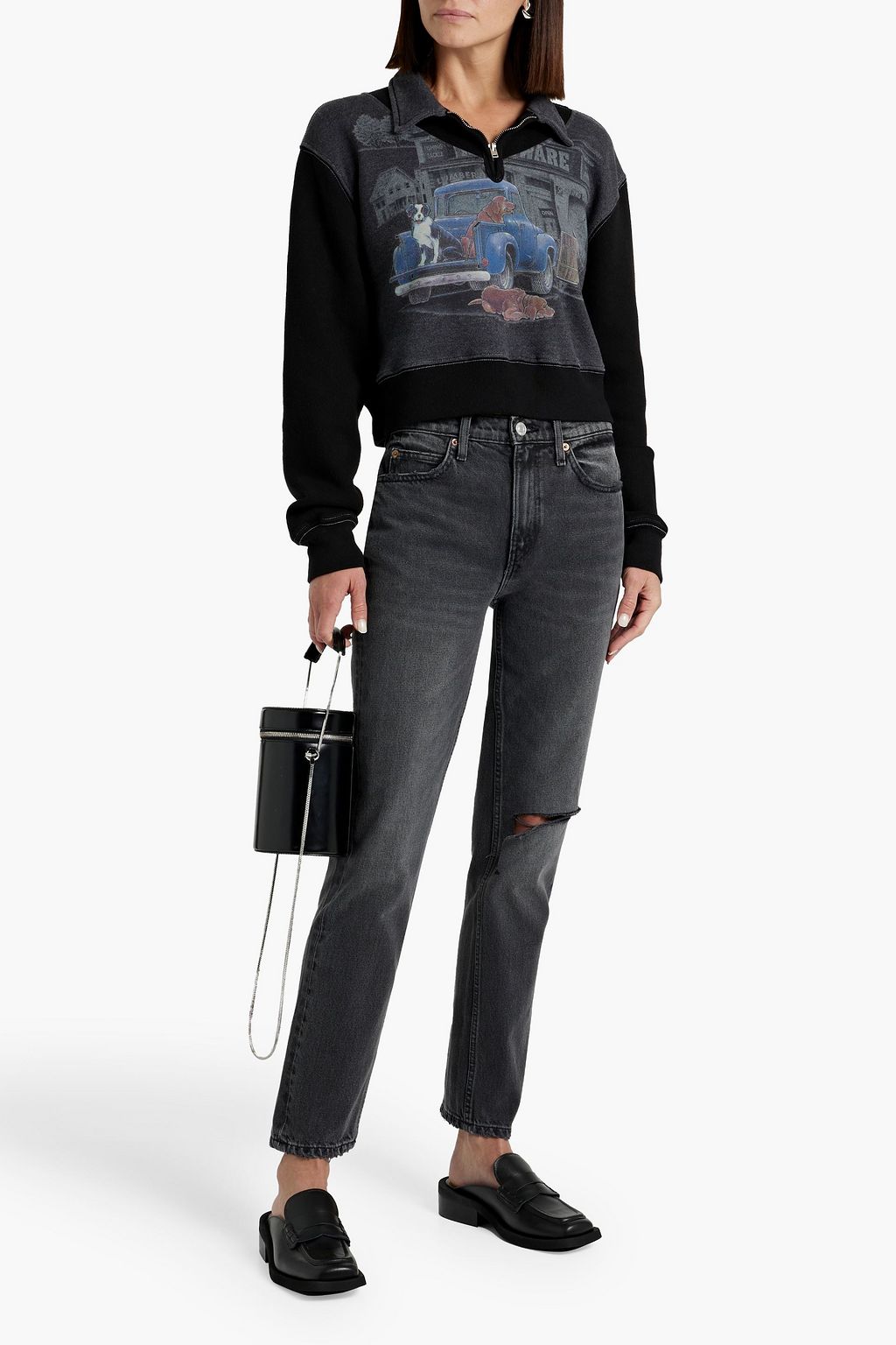 RE/DONE 70s Stove cropped distressed high-rise straight-leg jeans