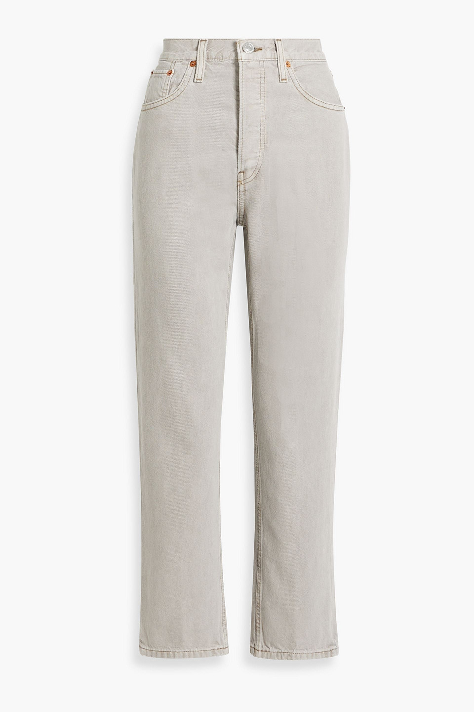 Re/done 70s Stove Cropped High-rise Straight-leg Jeans In Gray