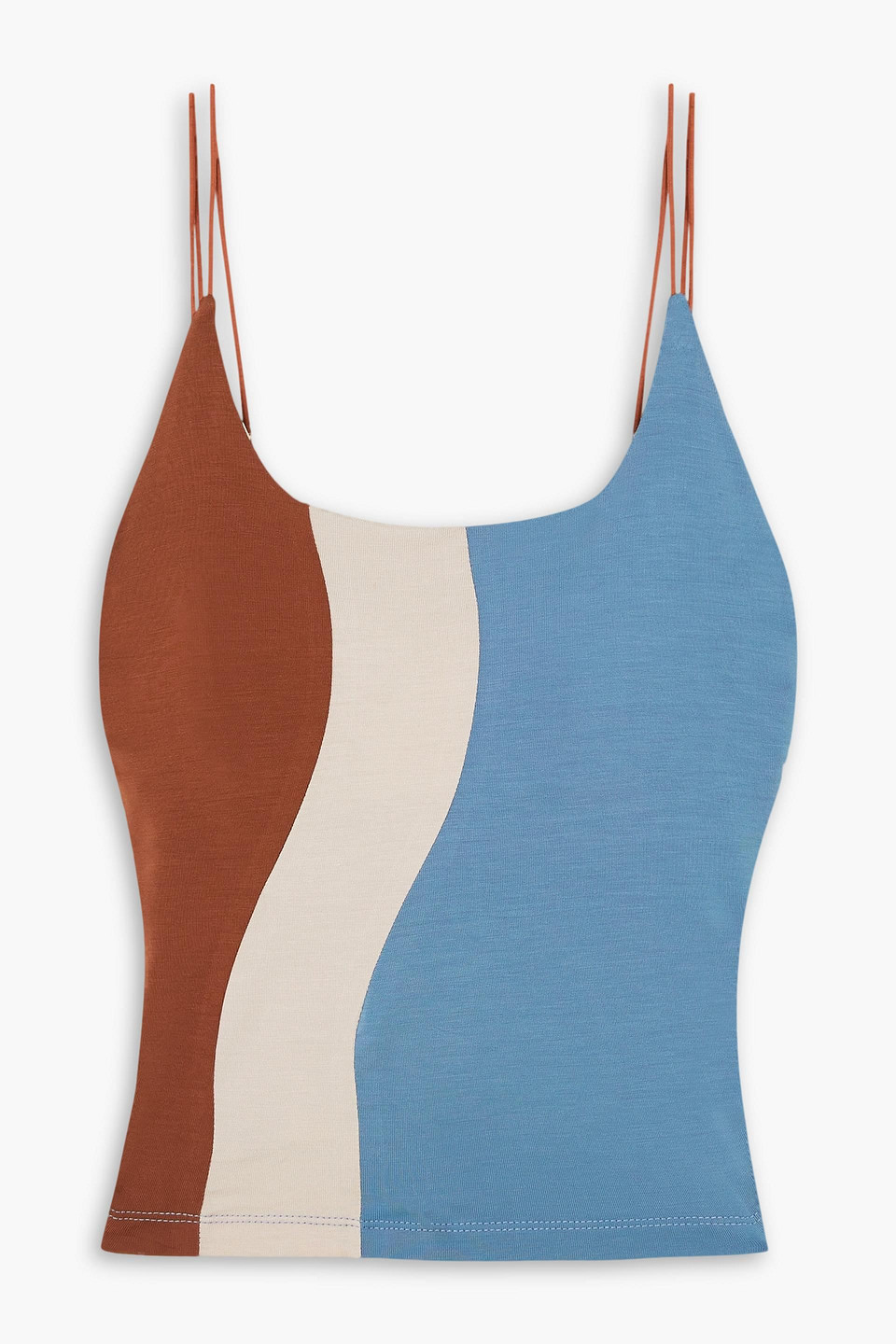Ahluwalia Cropped Color-block Stretch-lyocell Jersey Camisole In Blue