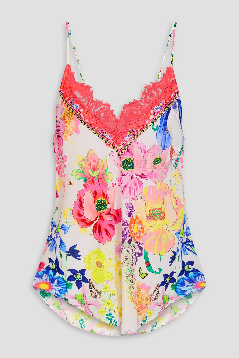 Camilla Crystal-embellished Floral-print Silk Crepe De Chine Camisole In White