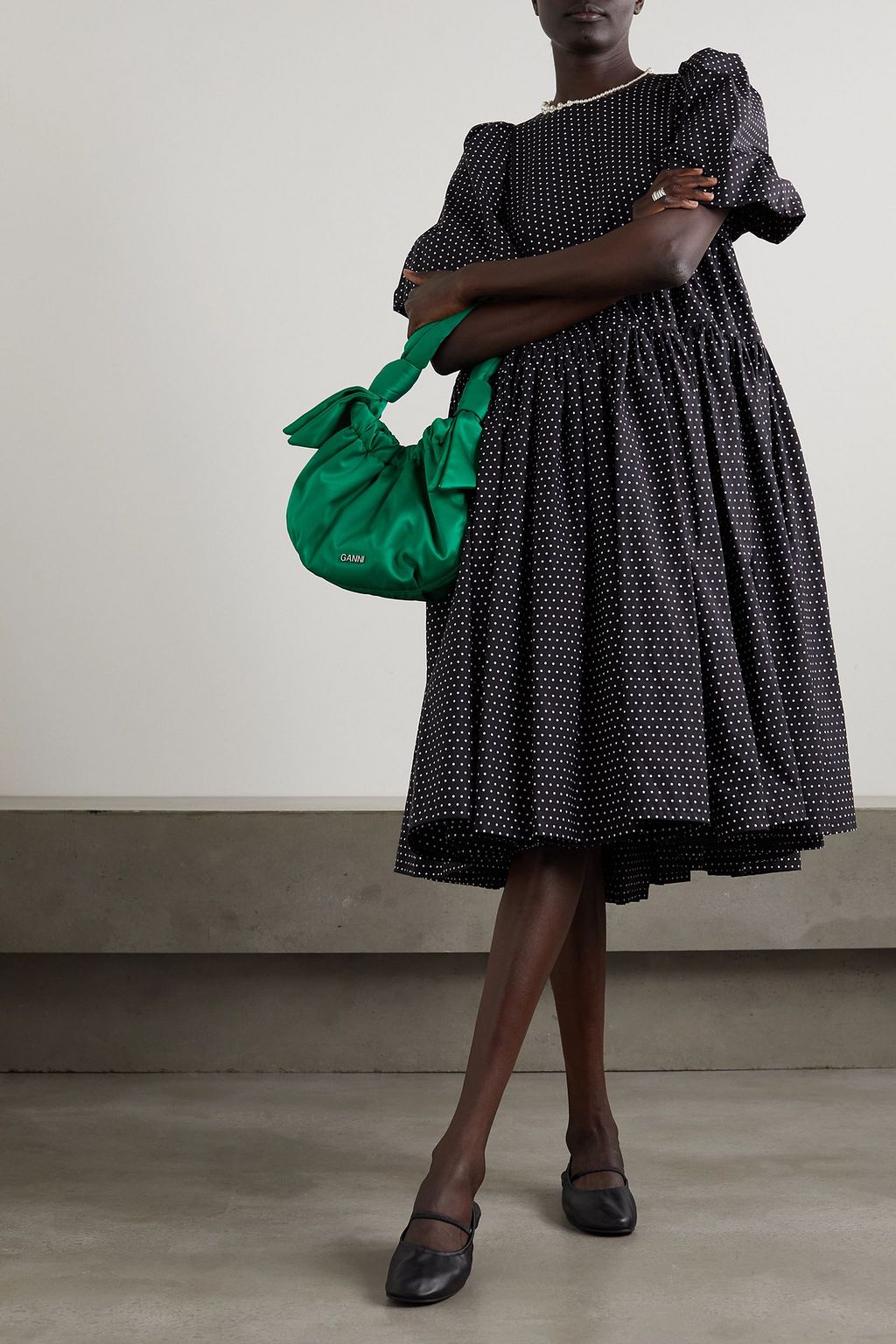 MOLLY GODDARD Allegra ruched polka-dot cotton-poplin midi dress