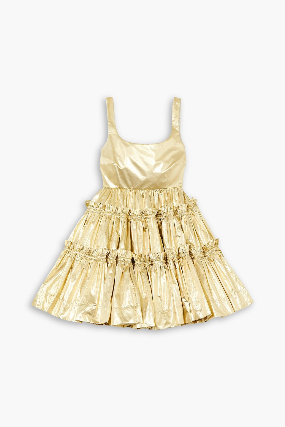 Molly Goddard Selene Gathered Metallic Lamé Mini Dress In Gold
