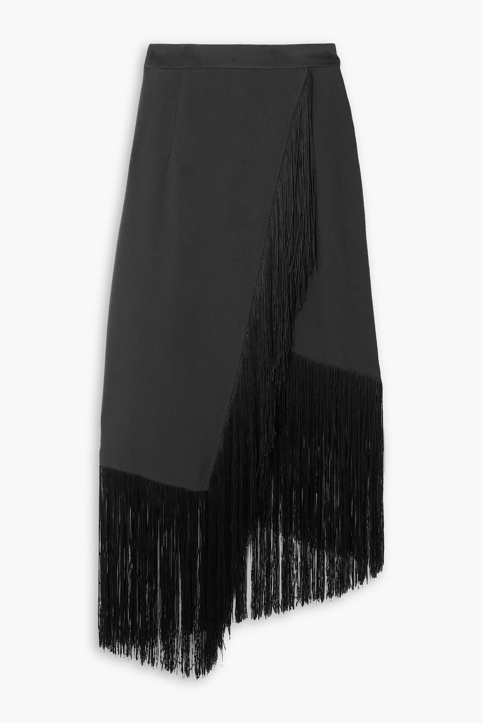 Taller Marmo Bossa Nova Black Fringe-trimmed Midi Skirt In Black