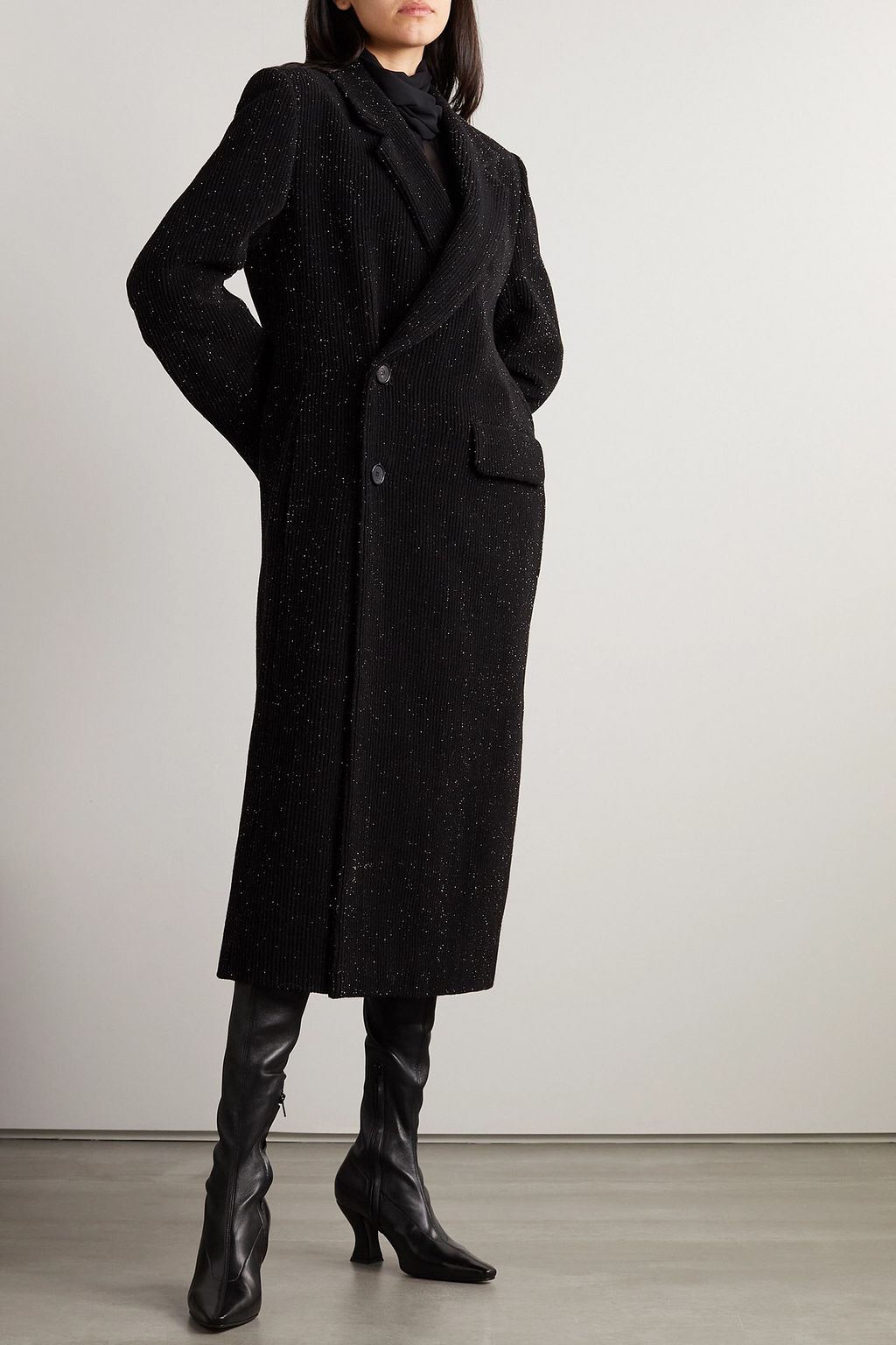 PETAR PETROV Metallic ribbed corduroy coat