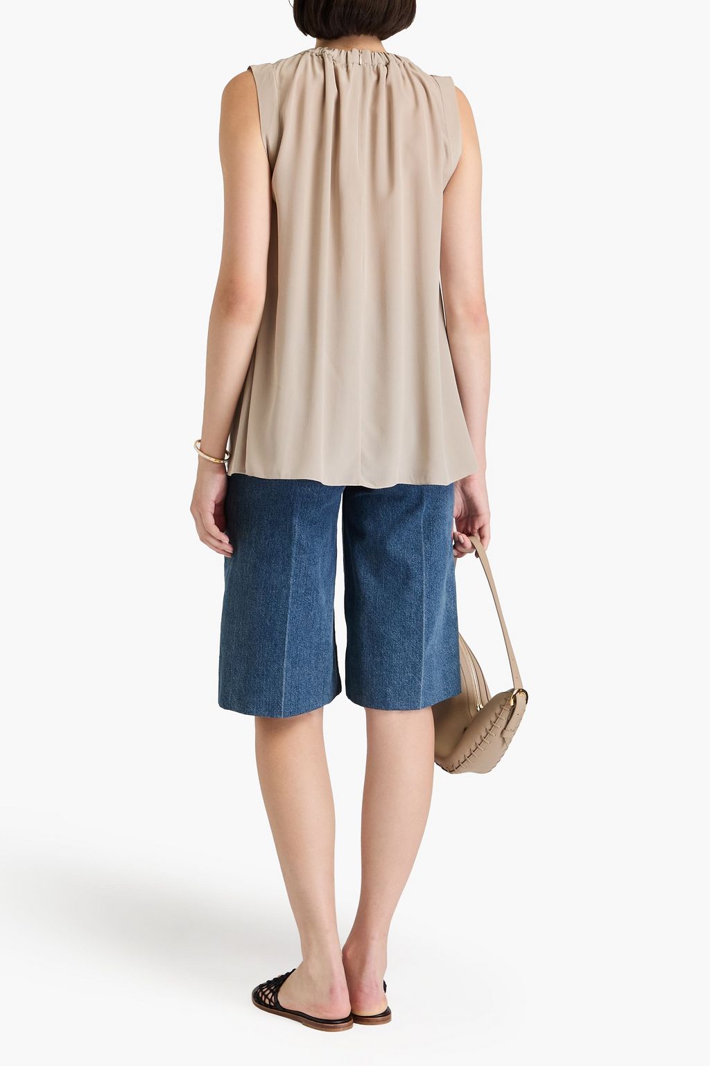 BRUNELLO CUCINELLI シルククレープデシン トップス ギャザー入り