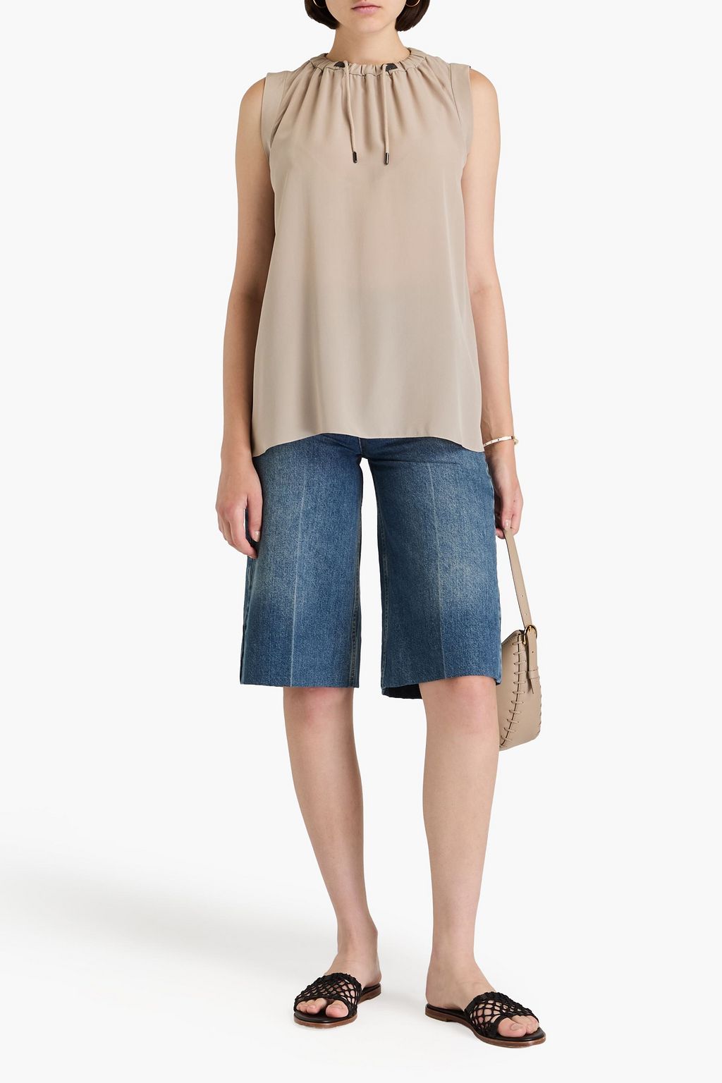BRUNELLO CUCINELLI シルククレープデシン トップス ギャザー入り