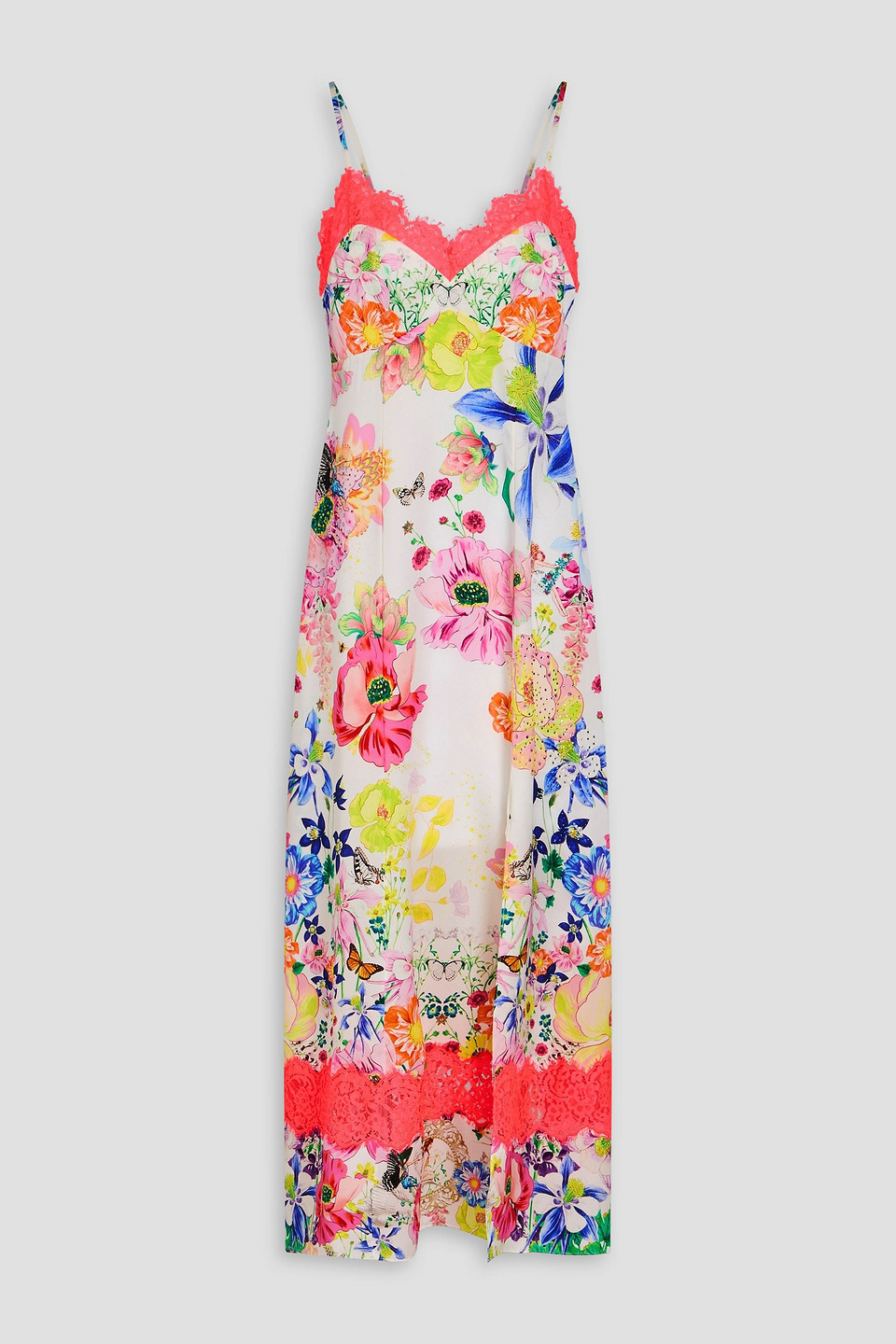 Camilla Crystal-embellished Floral-print Silk-satin Midi Dress In White