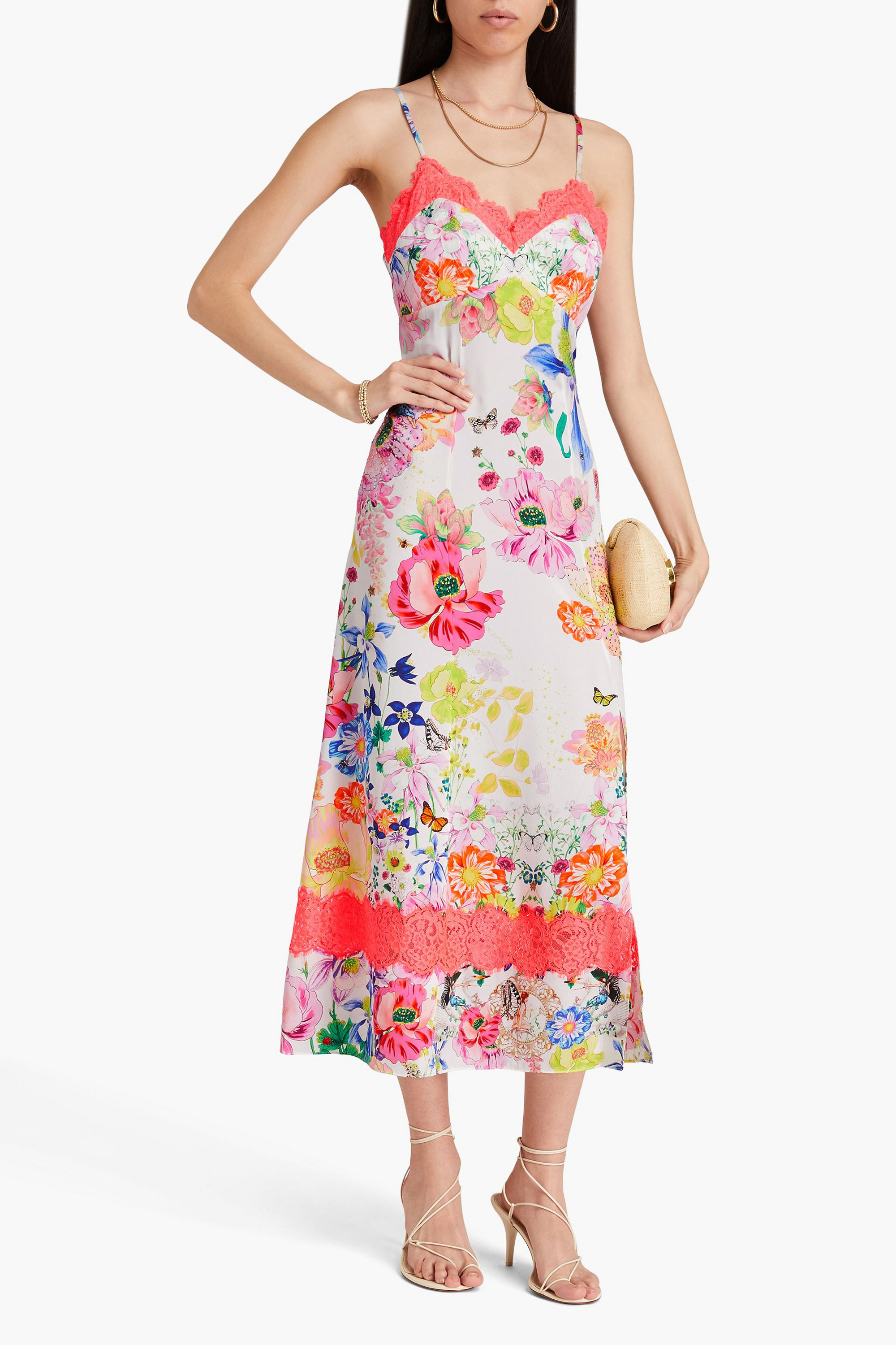 Camilla Crystal-embellished floral-print silk-satin midi dress