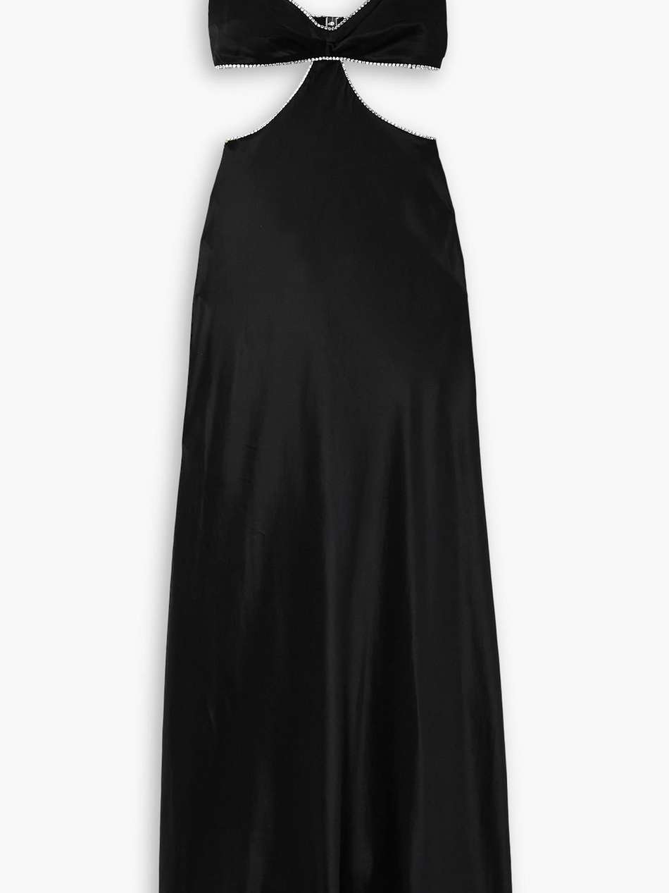 crystal-embellished cutout silk-satin maxi dress