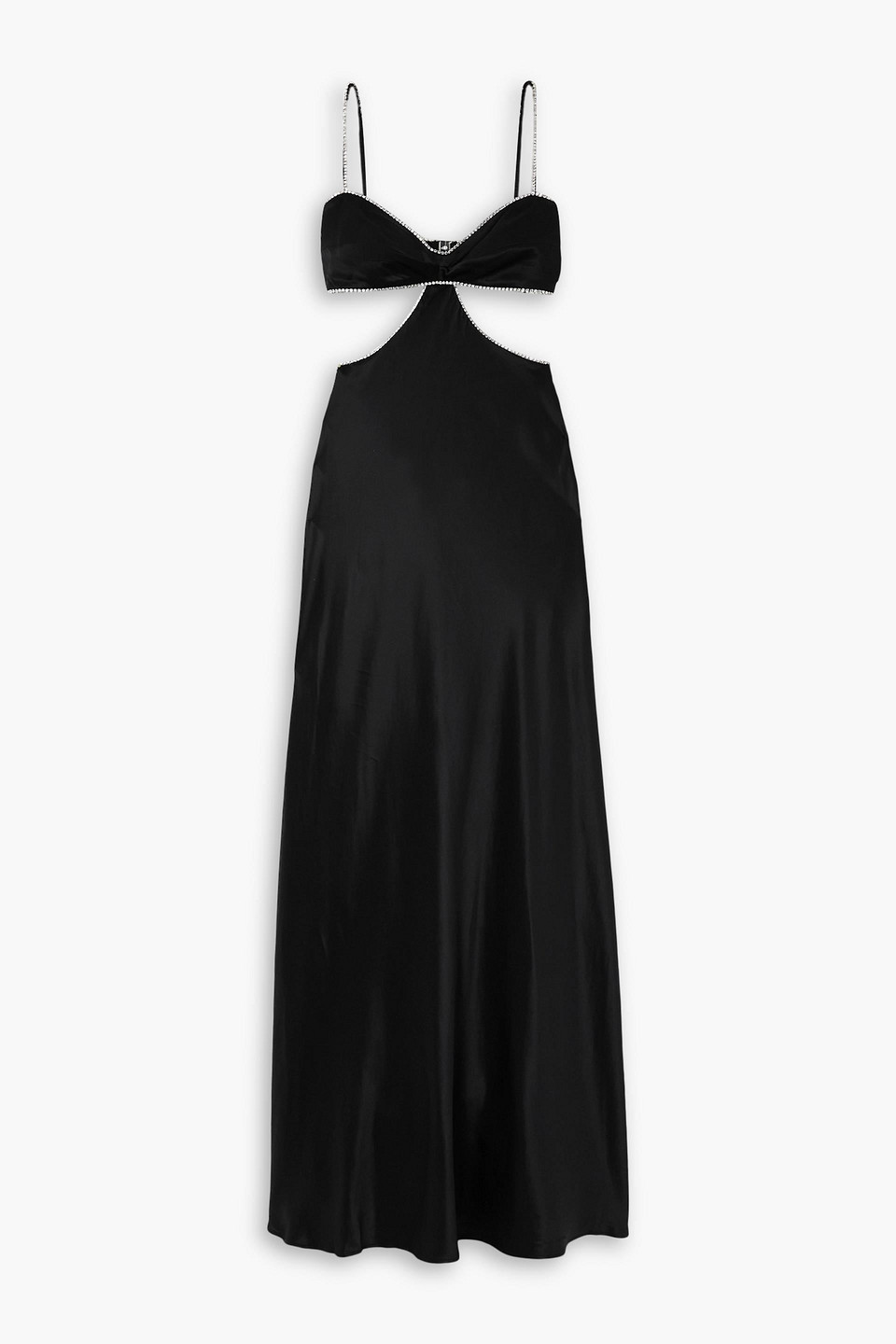 Michael Lo Sordo Crystal-embellished Cutout Silk-satin Maxi Dress In Black