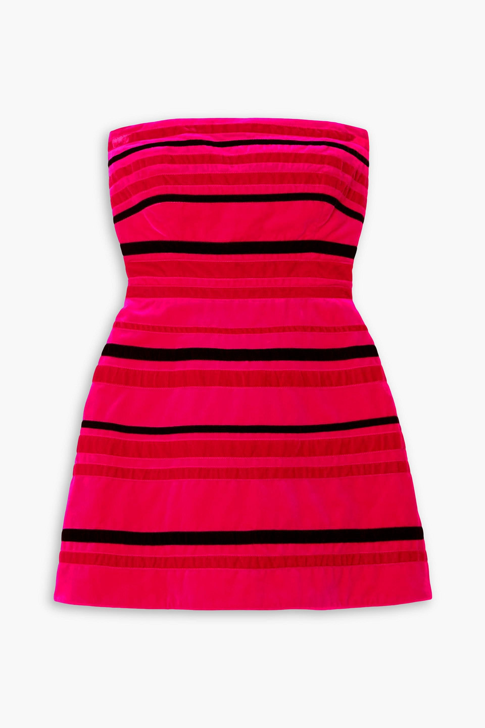 Molly Goddard Dawn Strapless Striped Cotton-velvet Mini Dress In Fuchsia