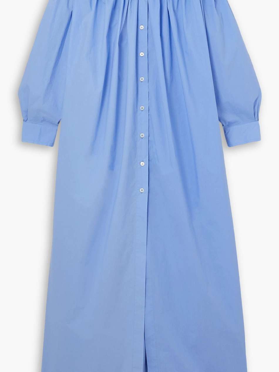 + lutz huelle sunset off-the-shoulder pleated cotton-poplin maxi dress