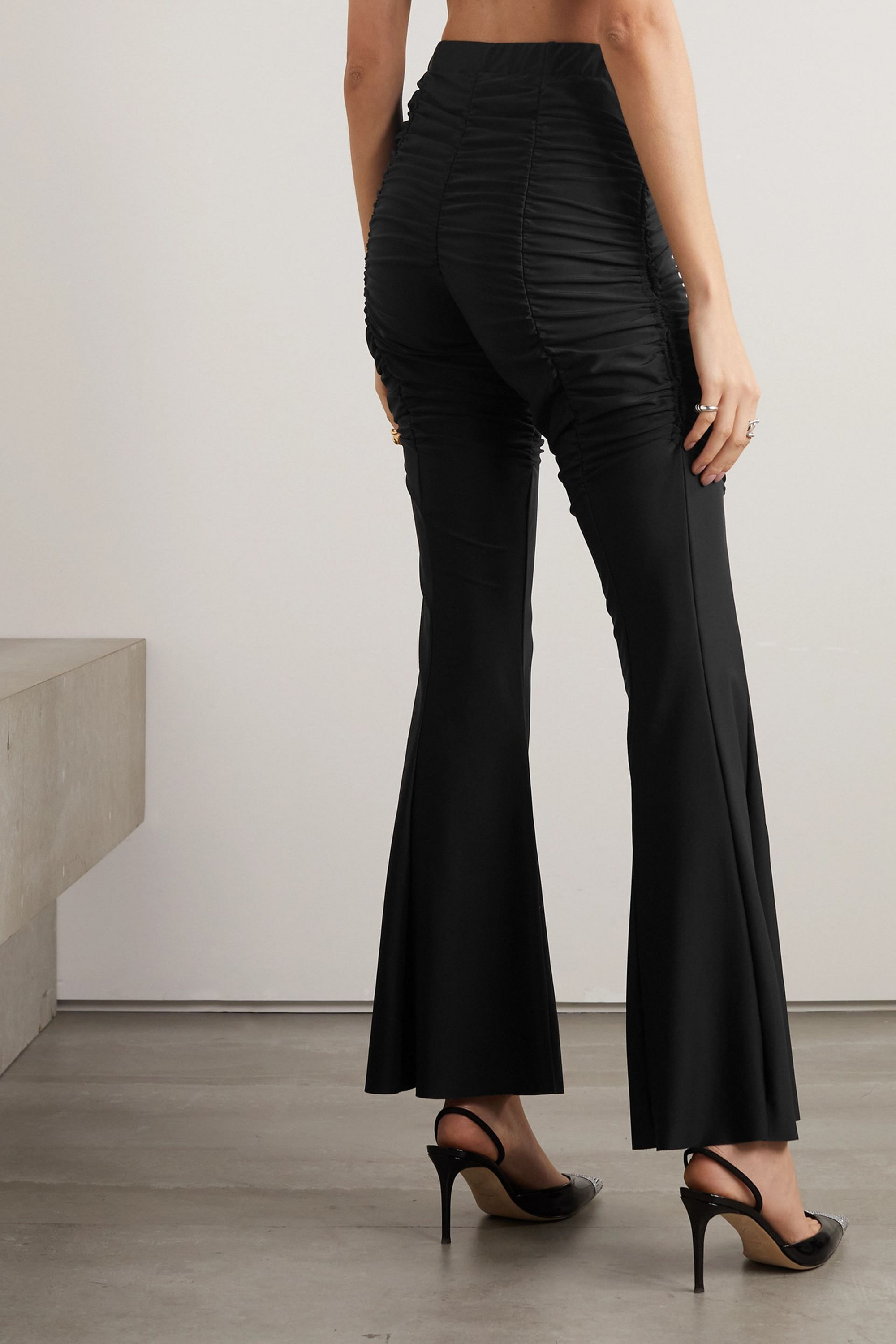 AZ Factory + Ester Manas ruched stretch-knit flared pants