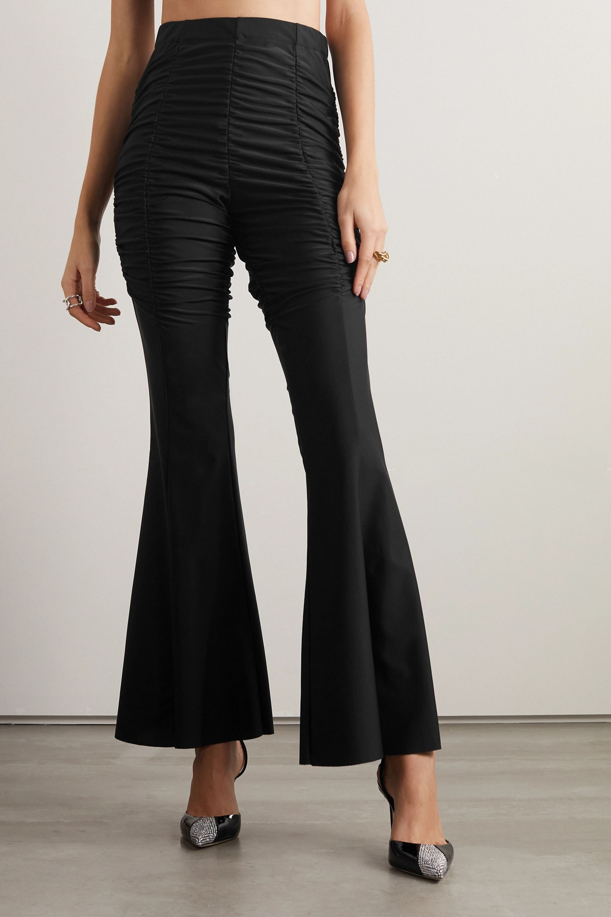 AZ Factory + Ester Manas ruched stretch-knit flared pants