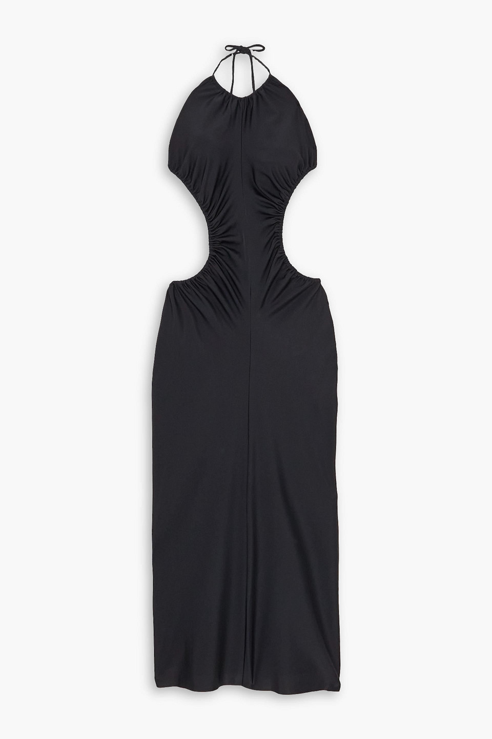Ester Manas open-back gathered stretch-knit halterneck midi dress