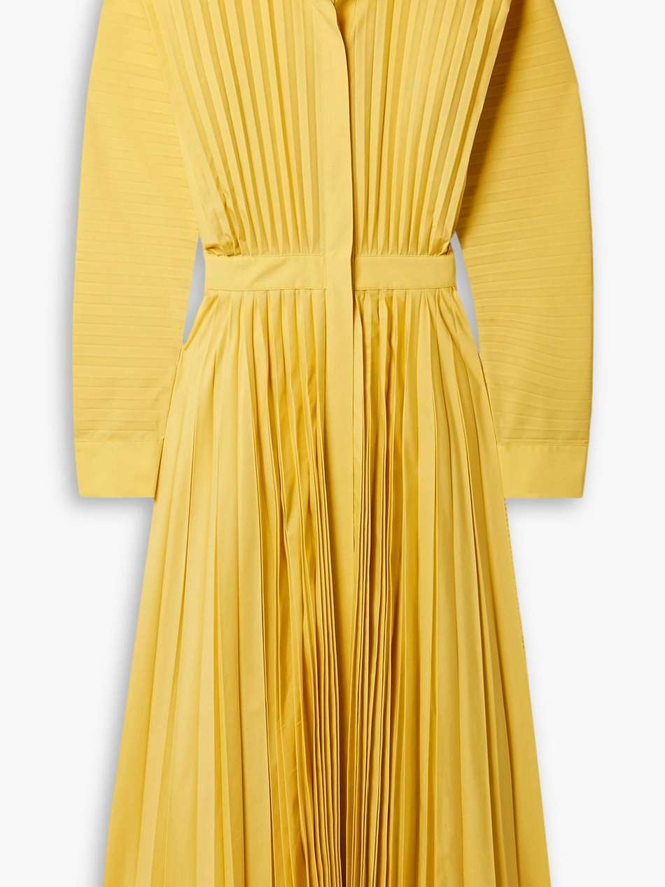 pleated poplin midi shirt dress