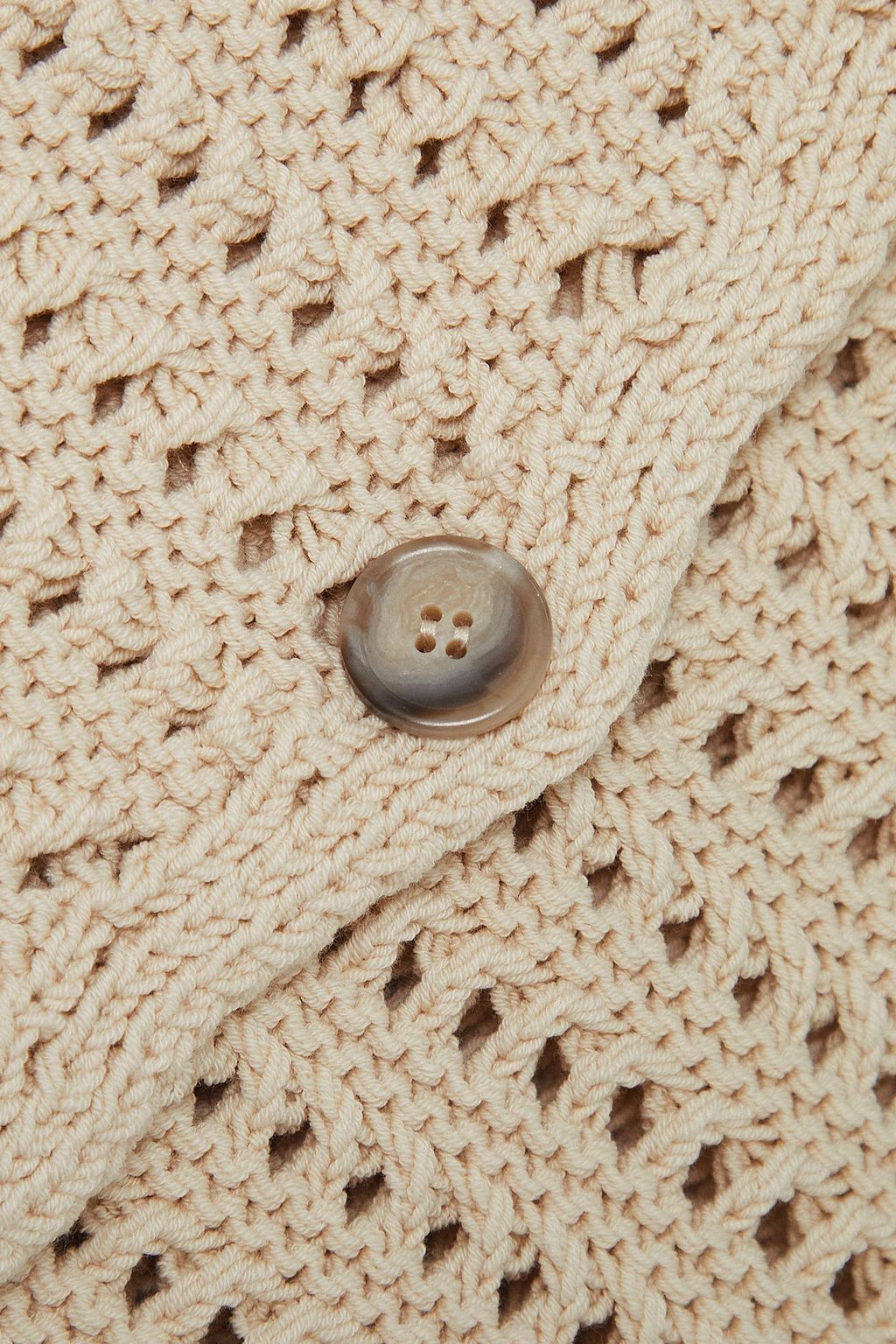 HALFBOY Button-embellished open-knit cotton-blend mini skirt
