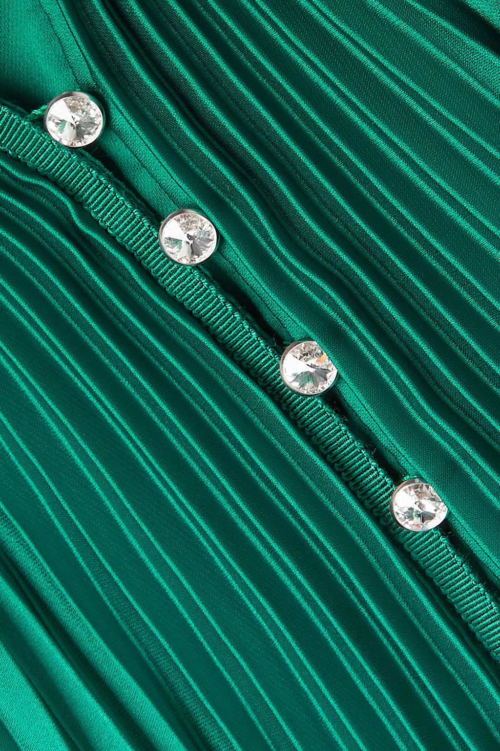 SEMSEM Swarovski crystal-embellished plissé-satin maxi dress