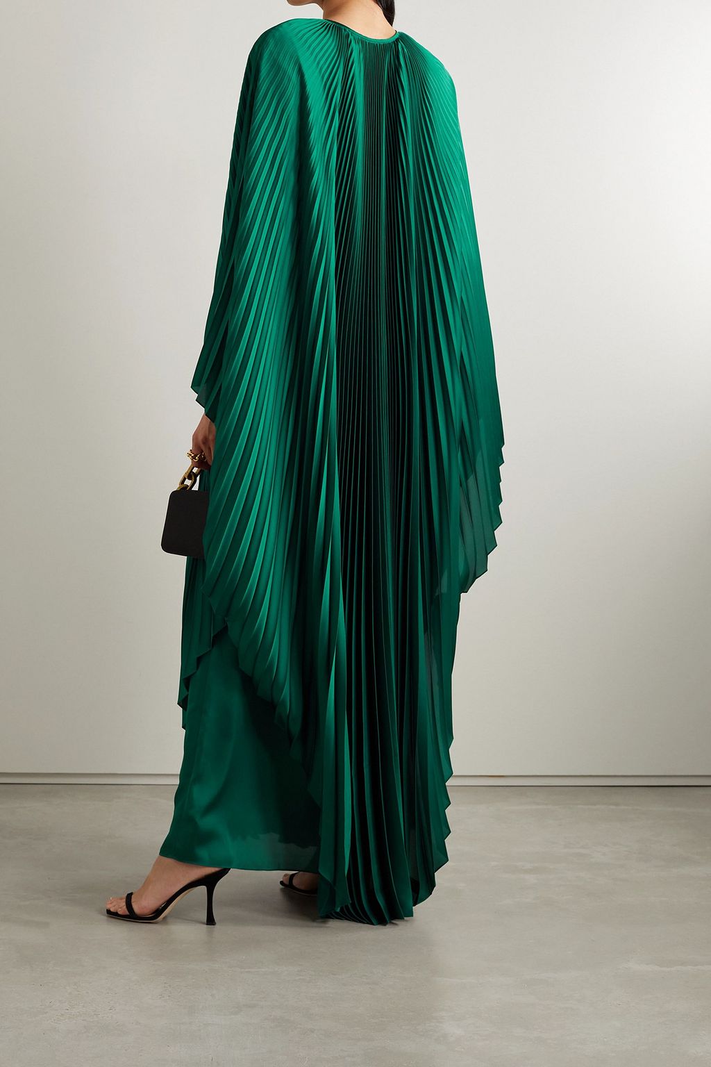 SEMSEM Swarovski crystal-embellished plissé-satin maxi dress