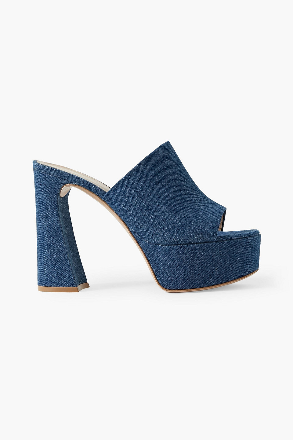 Gianvito Rossi Holly Denim Platform Mules In Mid Denim