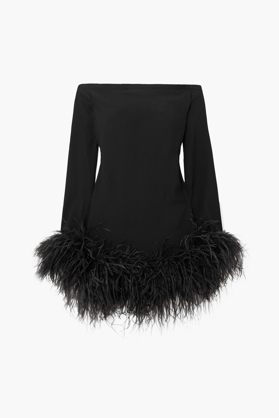 Taller Marmo Kika Feather-trimmed Crepe Mini Dress In Black