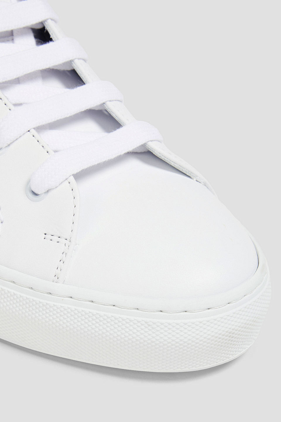 MISSONI KNIT-TRIMMED LEATHER SNEAKERS