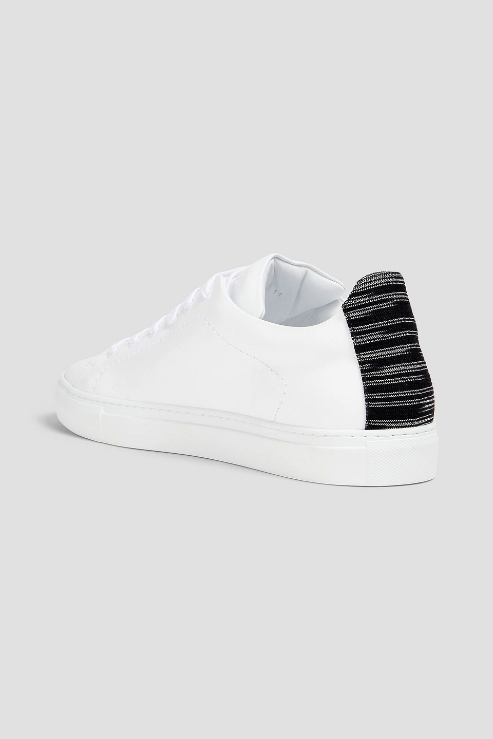 Shop Missoni Knit-trimmed Leather Sneakers In White