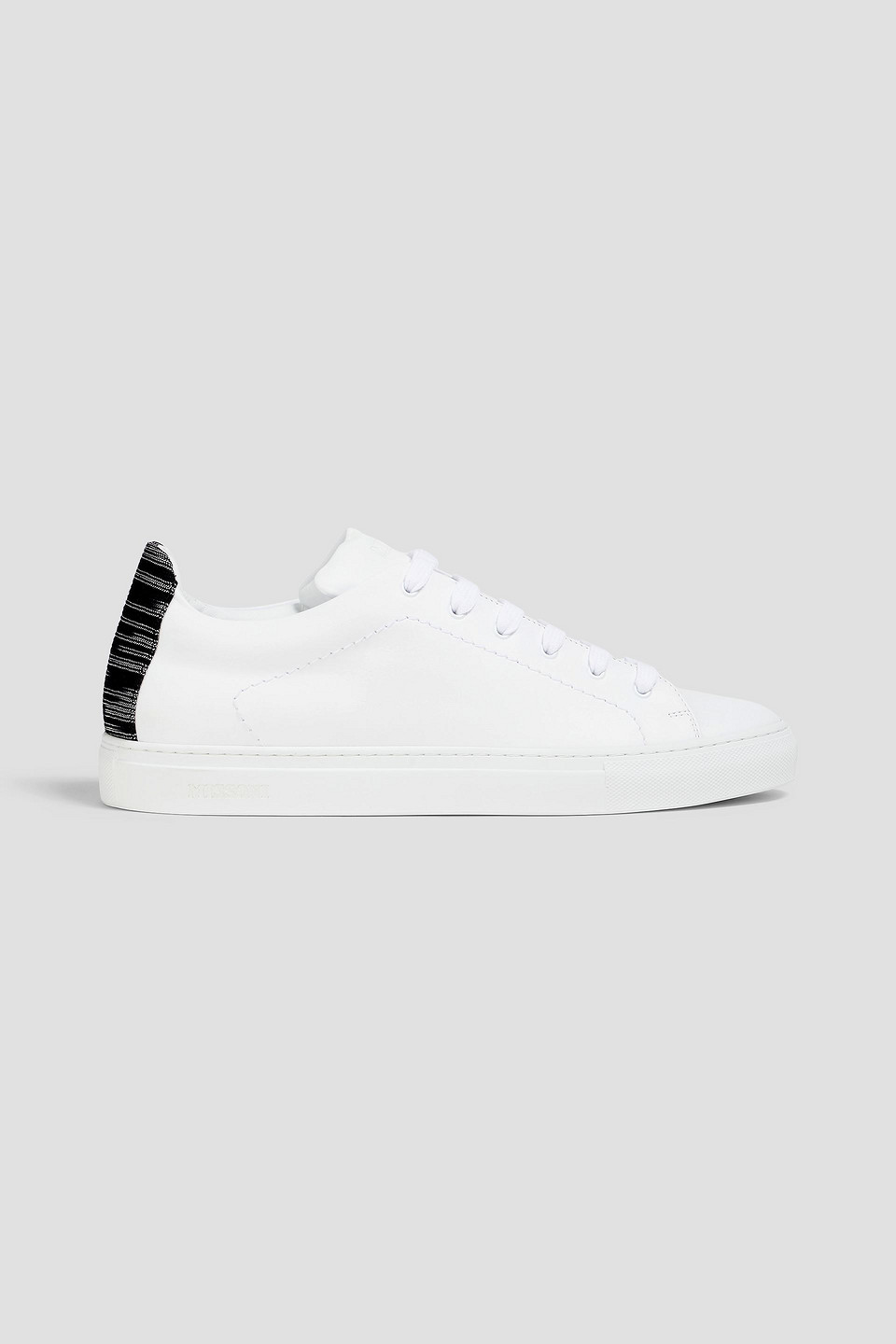 Missoni Woven-heel Counter Leather Sneakers In White