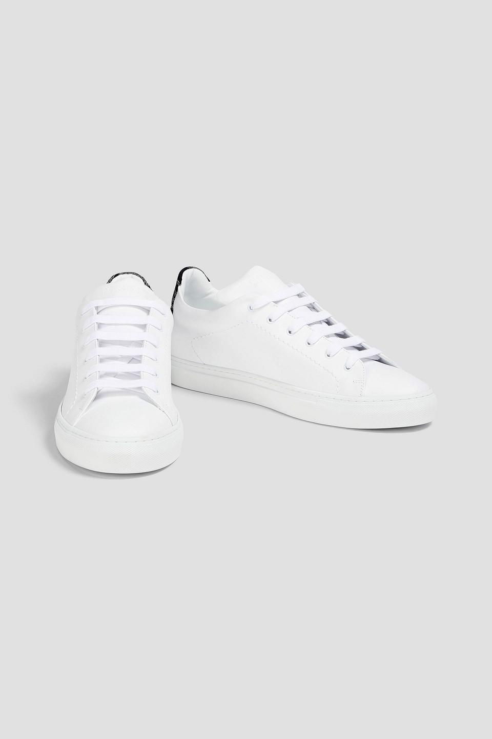 Shop Missoni Knit-trimmed Leather Sneakers In White