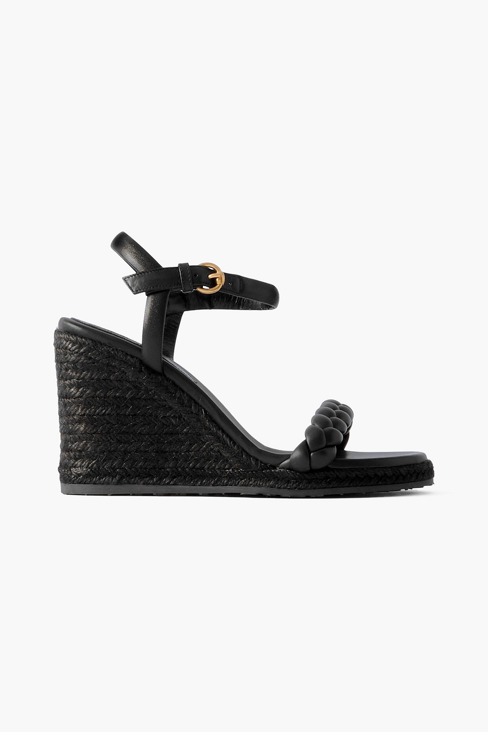 Gianvito Rossi 90mm Cruz Leather Espadrille Wedges In Schwarz