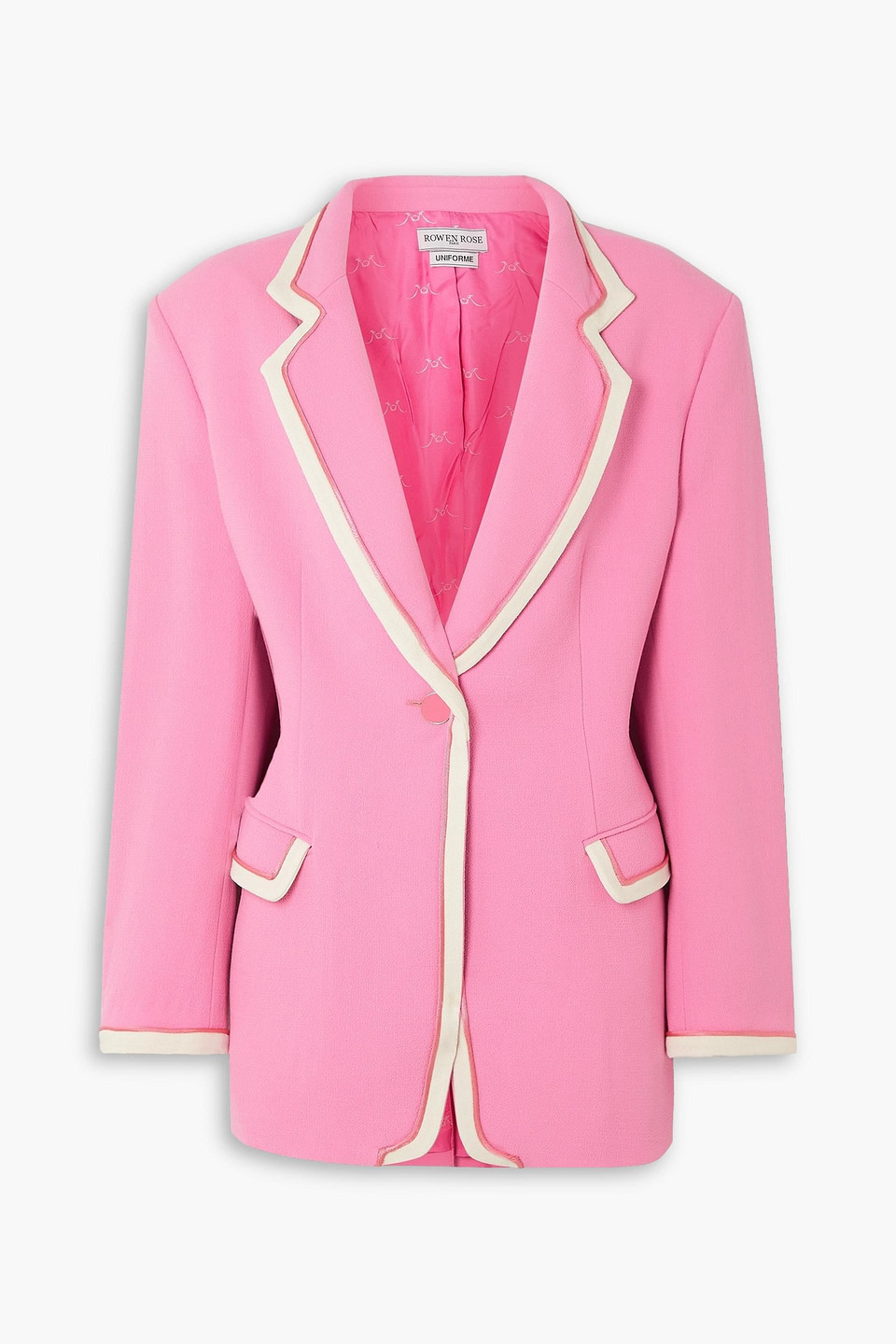 Rowen Rose Oversized Two-tone Wool-crepe Blazer In Bubblegum