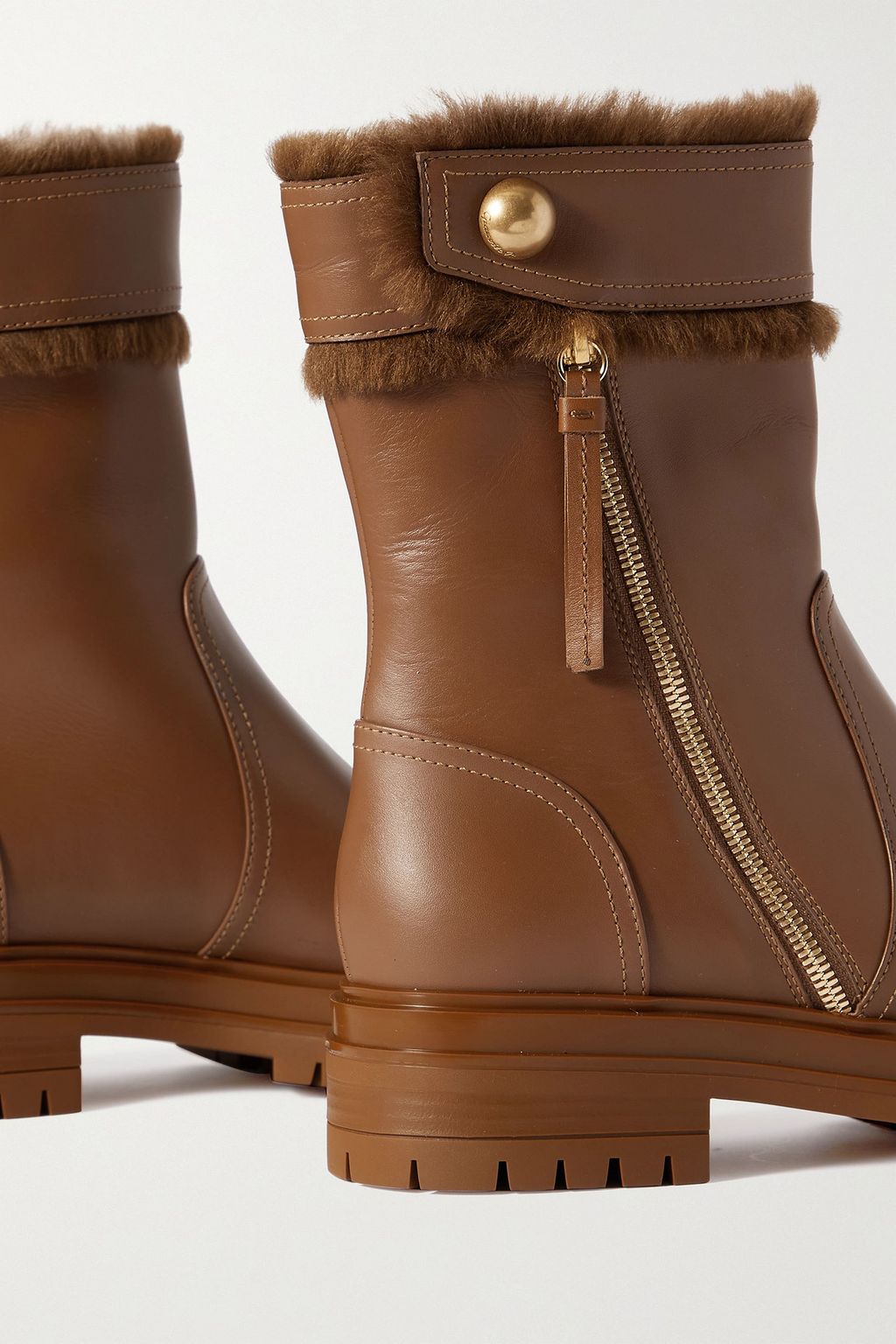 GIANVITO ROSSI Montreal shearling-trimmed leather ankle boots