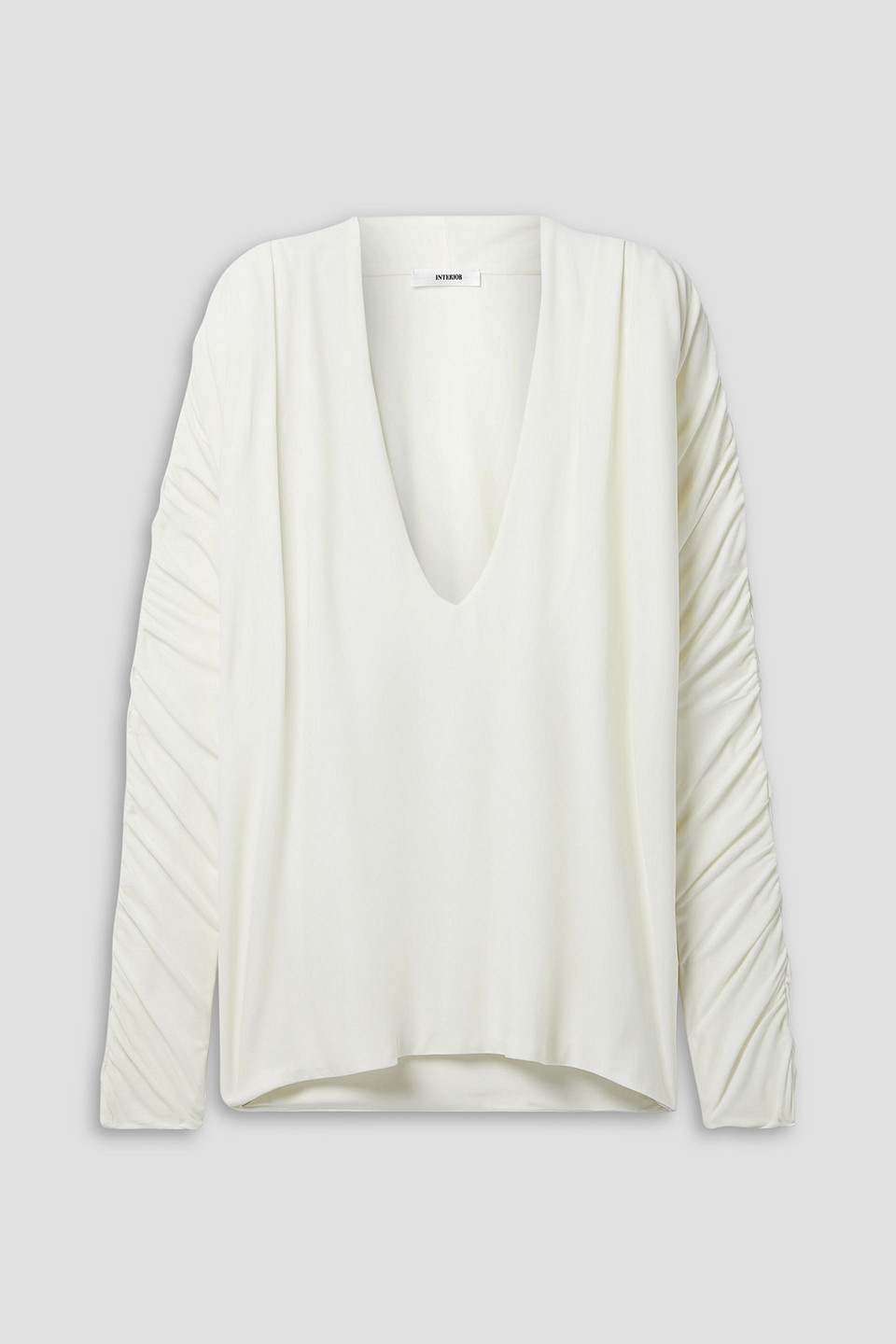 Interior Sidney Ruched Jersey Top In Ivory