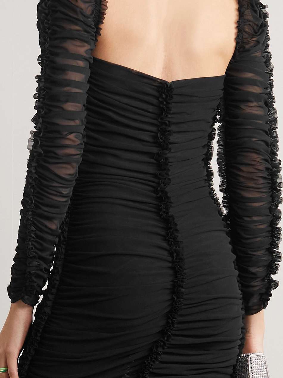 + ester manas open-back ruched stretch-mesh mini dress