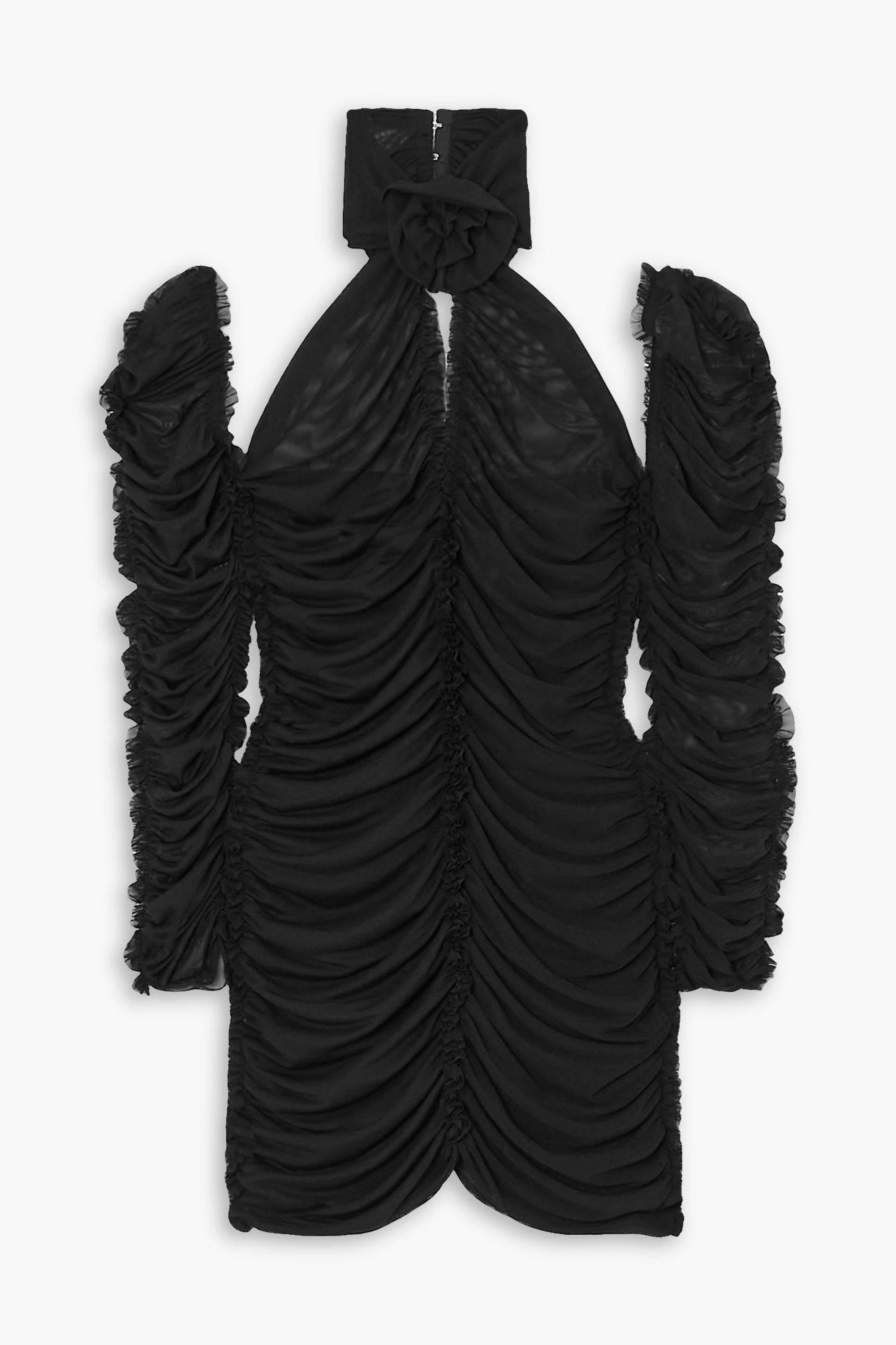 AZ Factory + Ester Manas open-back ruched stretch-mesh mini dress