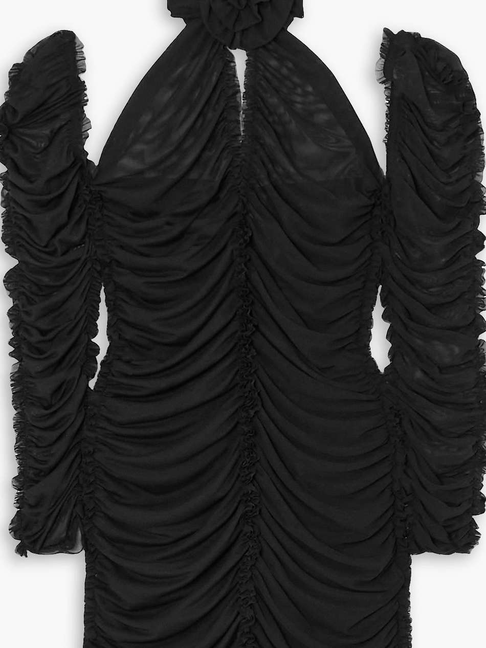 + ester manas open-back ruched stretch-mesh mini dress