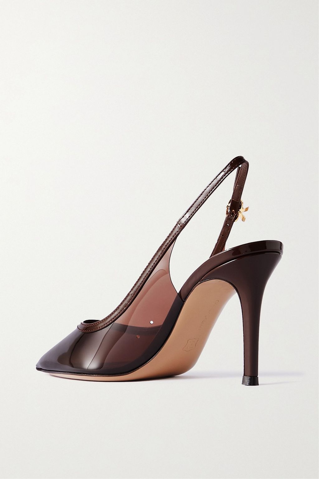 GIANVITO ROSSI Plexi 85 leather-trimmed PVC slingback pumps