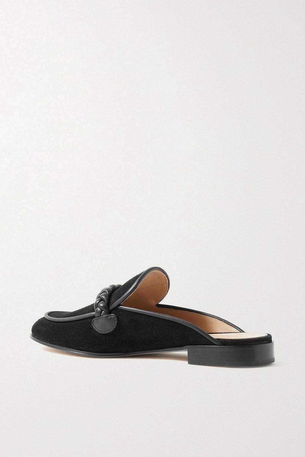 GIANVITO ROSSI Belem leather-trimmed suede slippers
