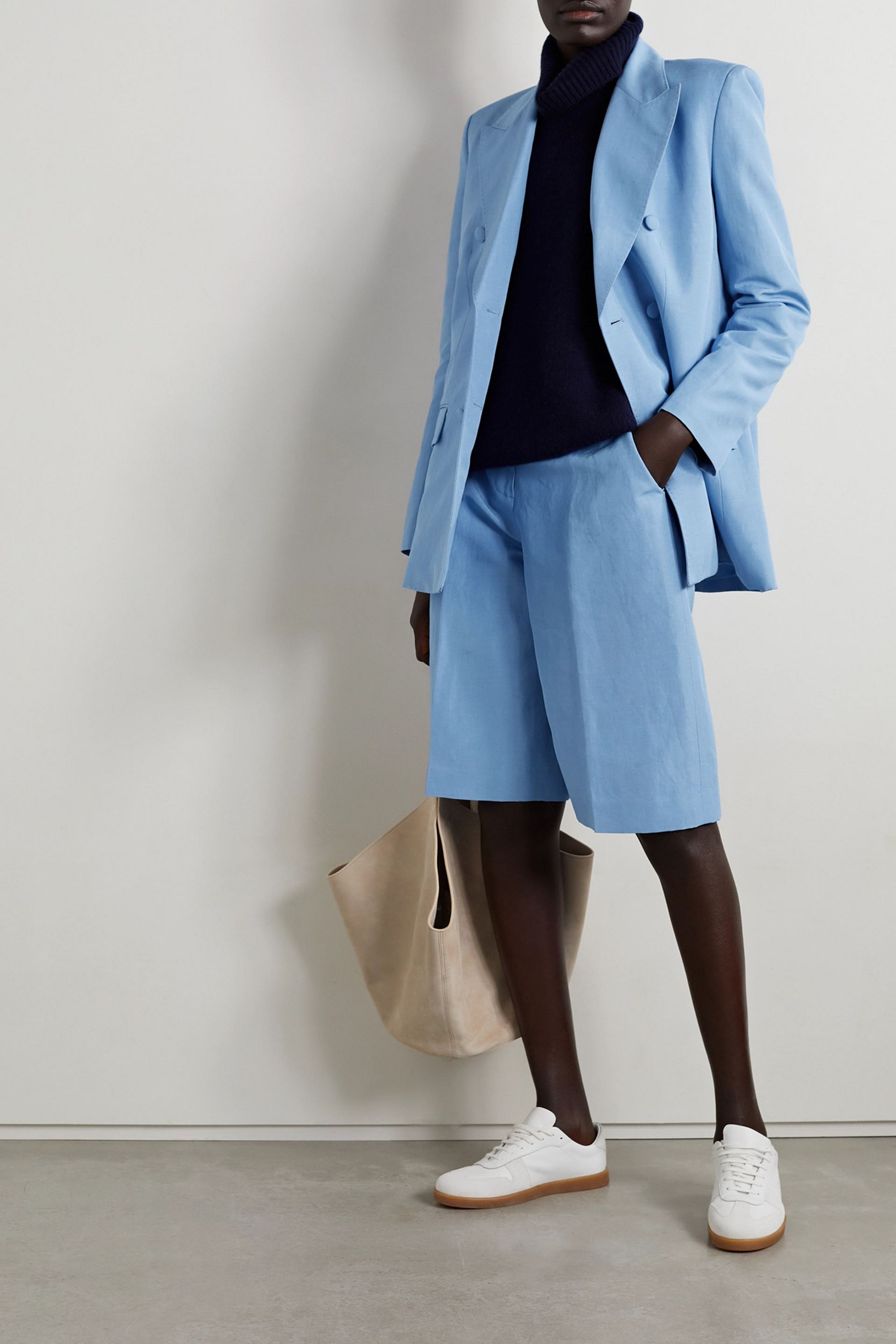 LAFAYETTE 148 Trinity double-breasted silk and linen-blend blazer