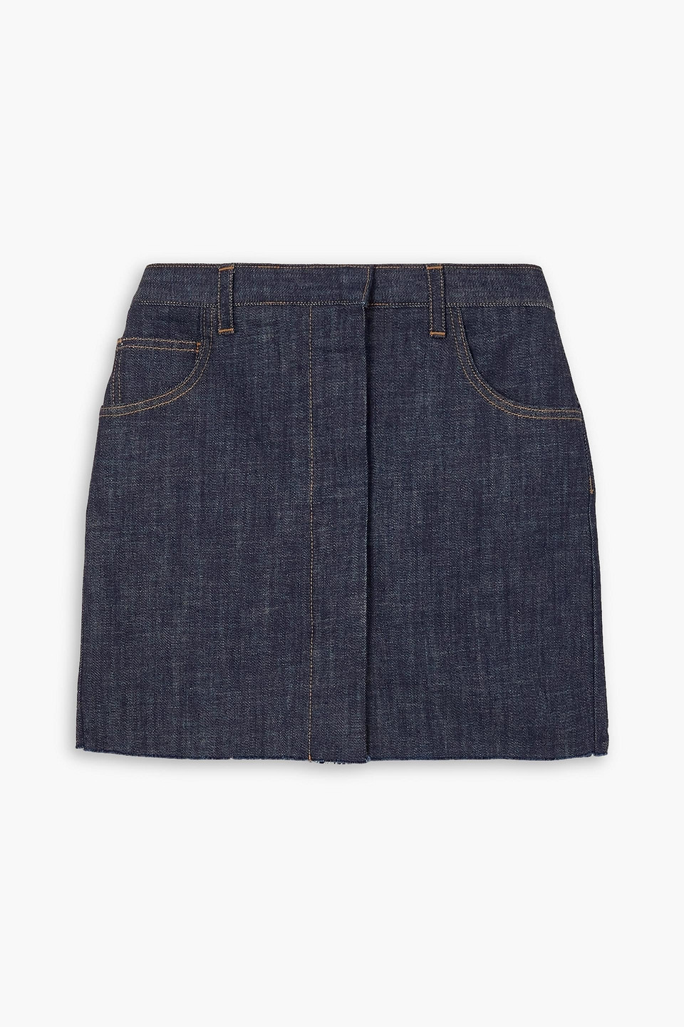 Shop Az Factory Lutz Huelle Frayed Denim Mini Skirt In Dark Denim