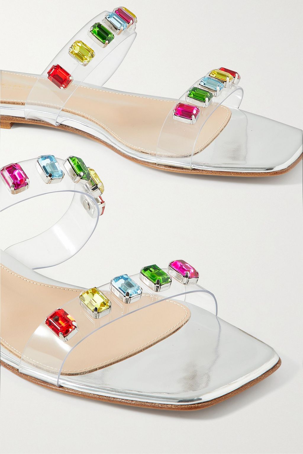 GIANVITO ROSSI Crystal-embellished PVC slides