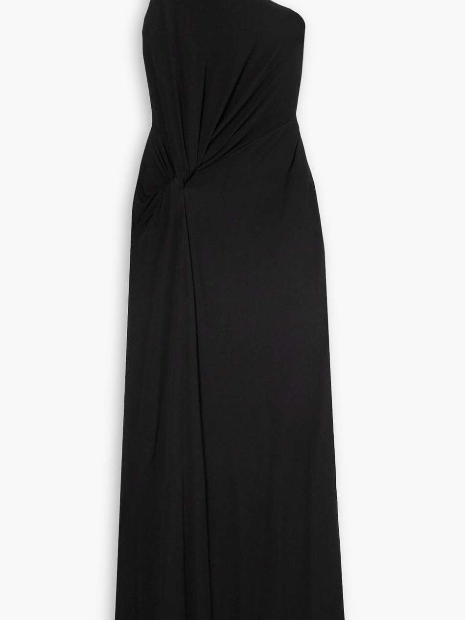 one-shoulder jersey gown