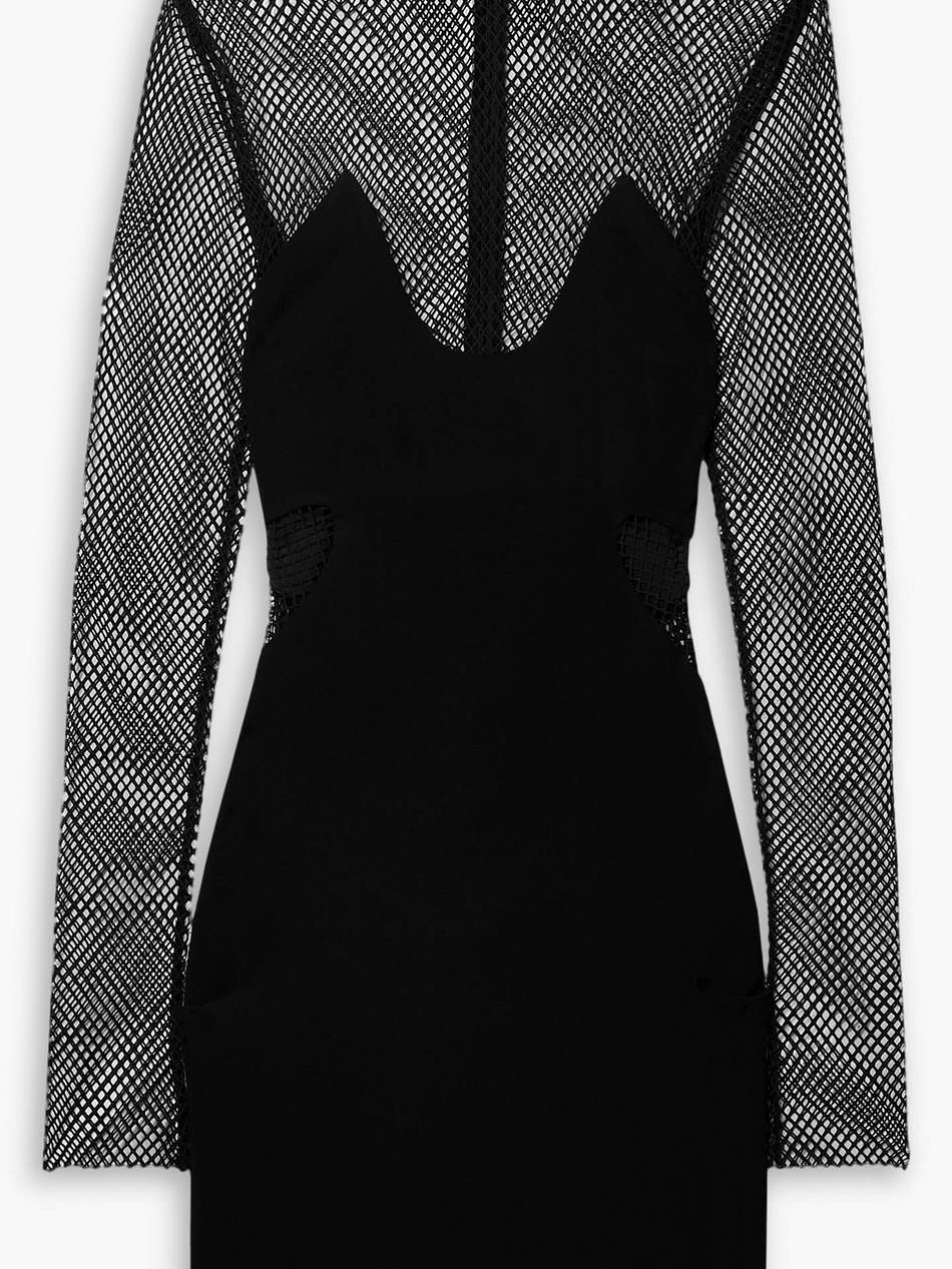 stretch-crepe and mesh mini dress