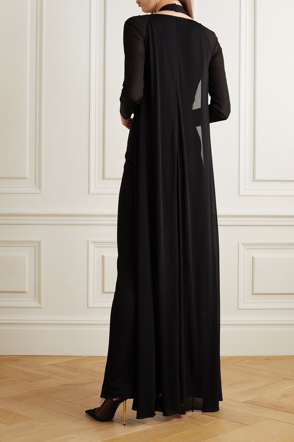 TOM FORD Cape-effect jersey halterneck gown