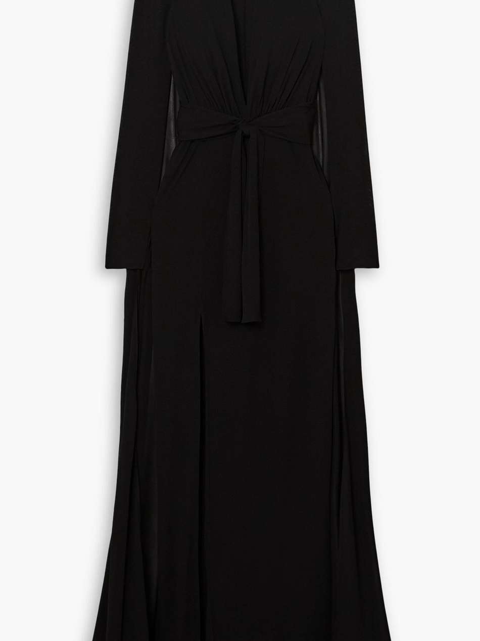 cape-effect jersey halterneck gown